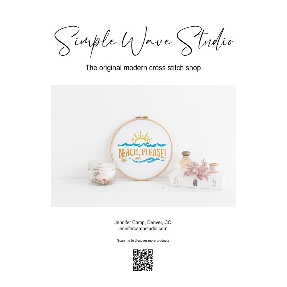 Beach Please‎ Ocean Art Quote Art Counted Cross Stitch Pattern Chart